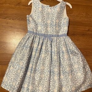 Blue and white sleeveless spring dress